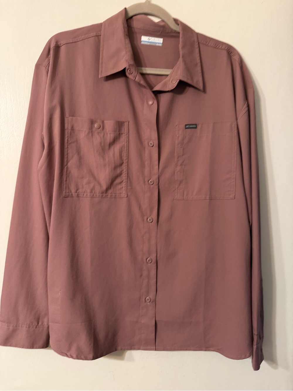 Columbia Women’s Omni Shade Vented Button-Down Shirt — Dusty Rose Mauve XL NWOT